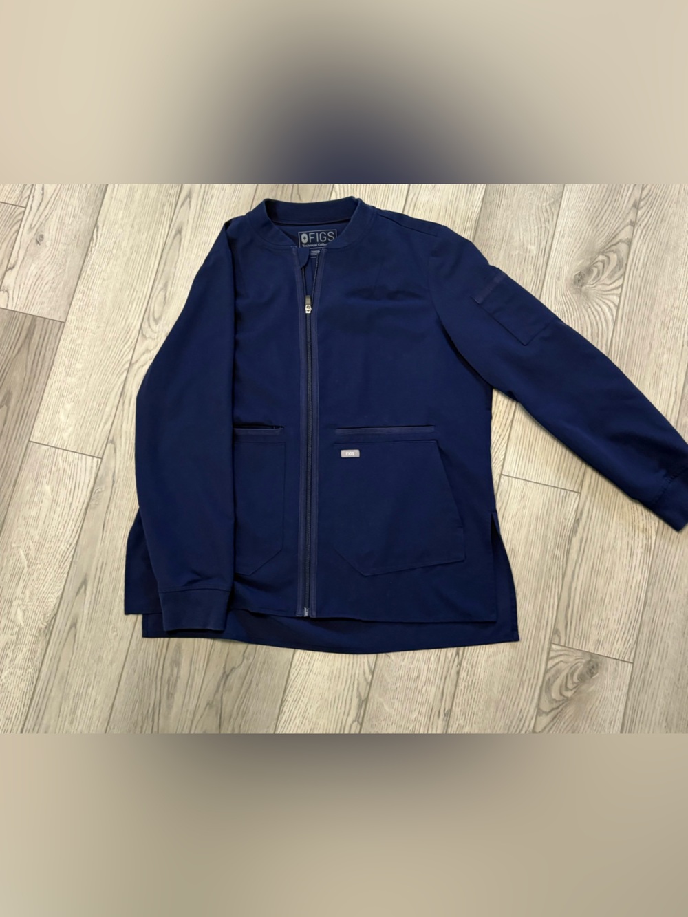 FIGS Navy Zip-Up Medical Jacket with Front Pockets